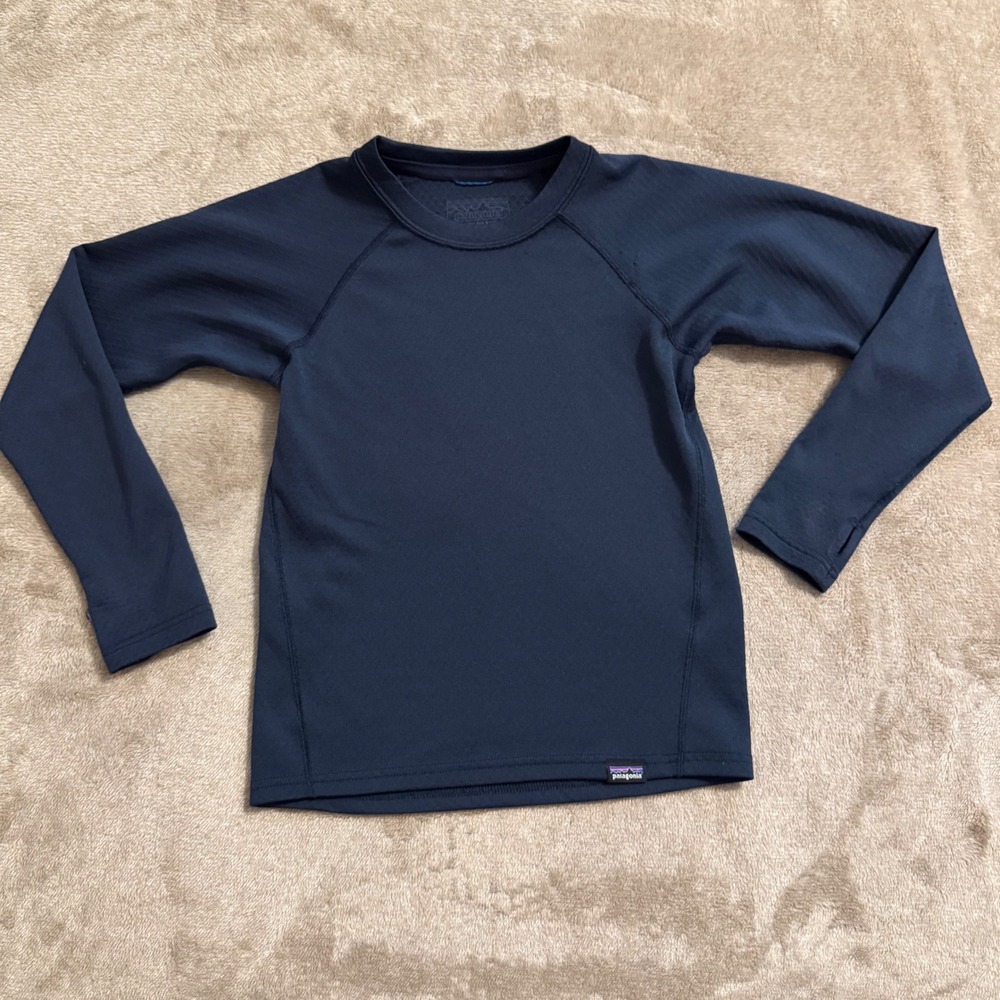 Patagonia Kids Capilene Midweight Baselayer Navy Blue Long Sleeve Top XS 5-6